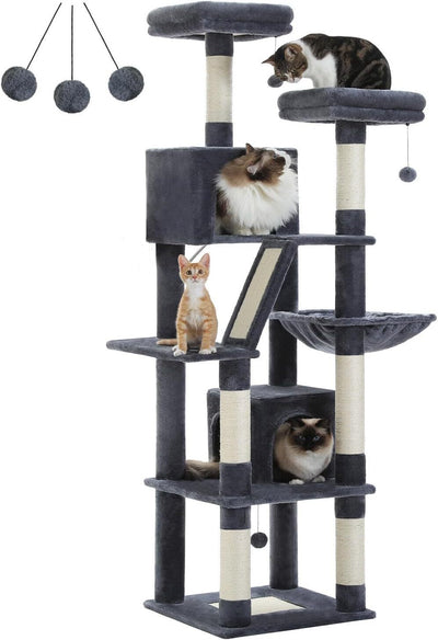 180cm Large Cat Tree For Indoor Cats, Multi-Level Cat Tower Cat Scratching Post