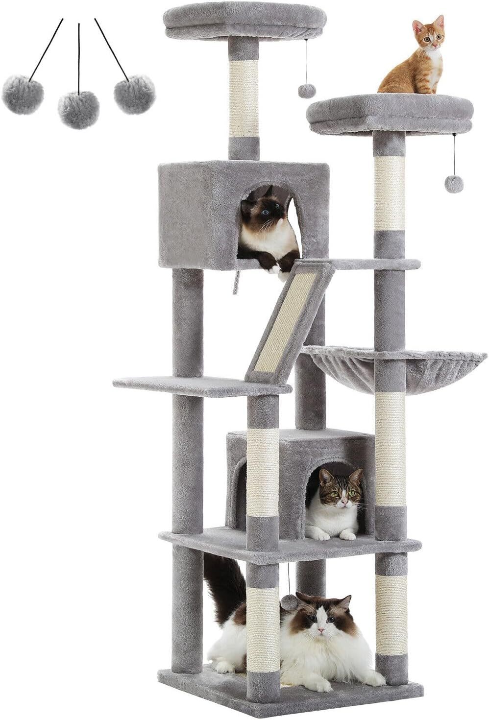 180cm Large Cat Tree For Indoor Cats, Multi-Level Cat Tower Cat Scratching Post