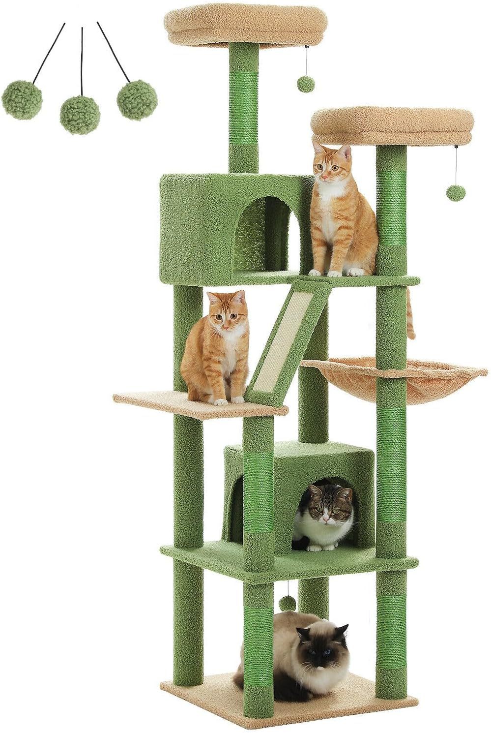 180cm Large Cat Tree For Indoor Cats, Multi-Level Cat Tower Cat Scratching Post